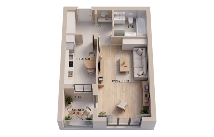 Plan garsonieră, 38,17 m², Ozone Residence II by Gemina